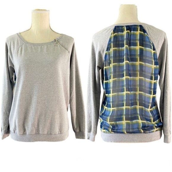 Kut from the Kloth Gray Plaid Back Top XS - Picture 1 of 8